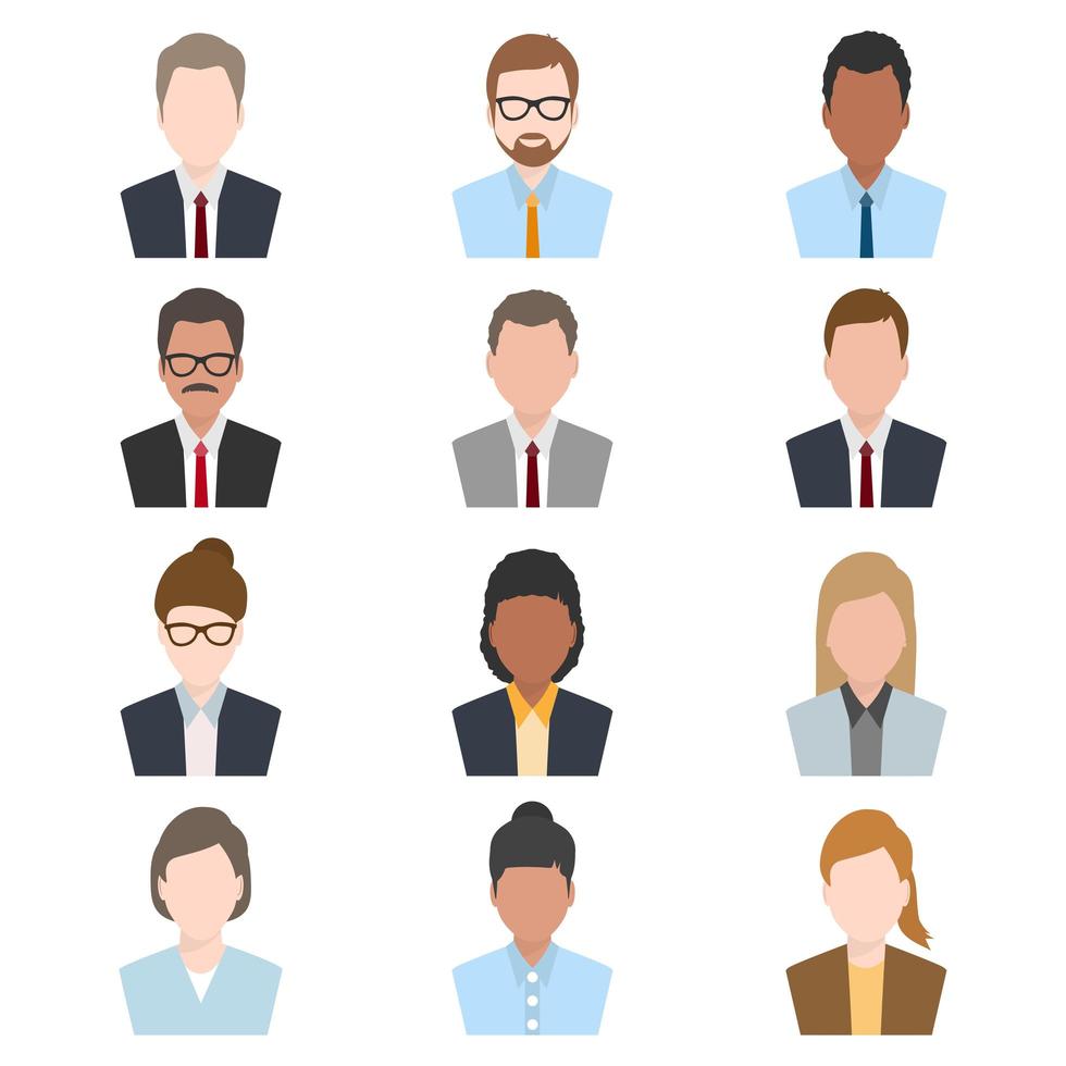 Flat style set of people avatars vector