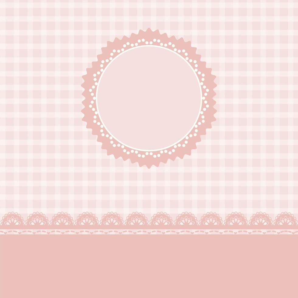 Pink lace and stripes design with circle frame vector