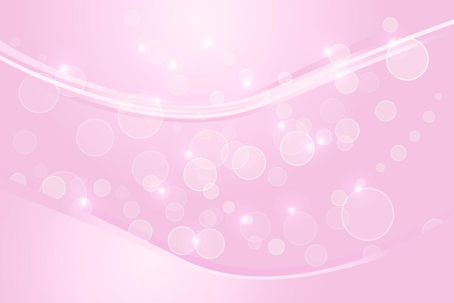 Pink flowing lines and bubbles vector