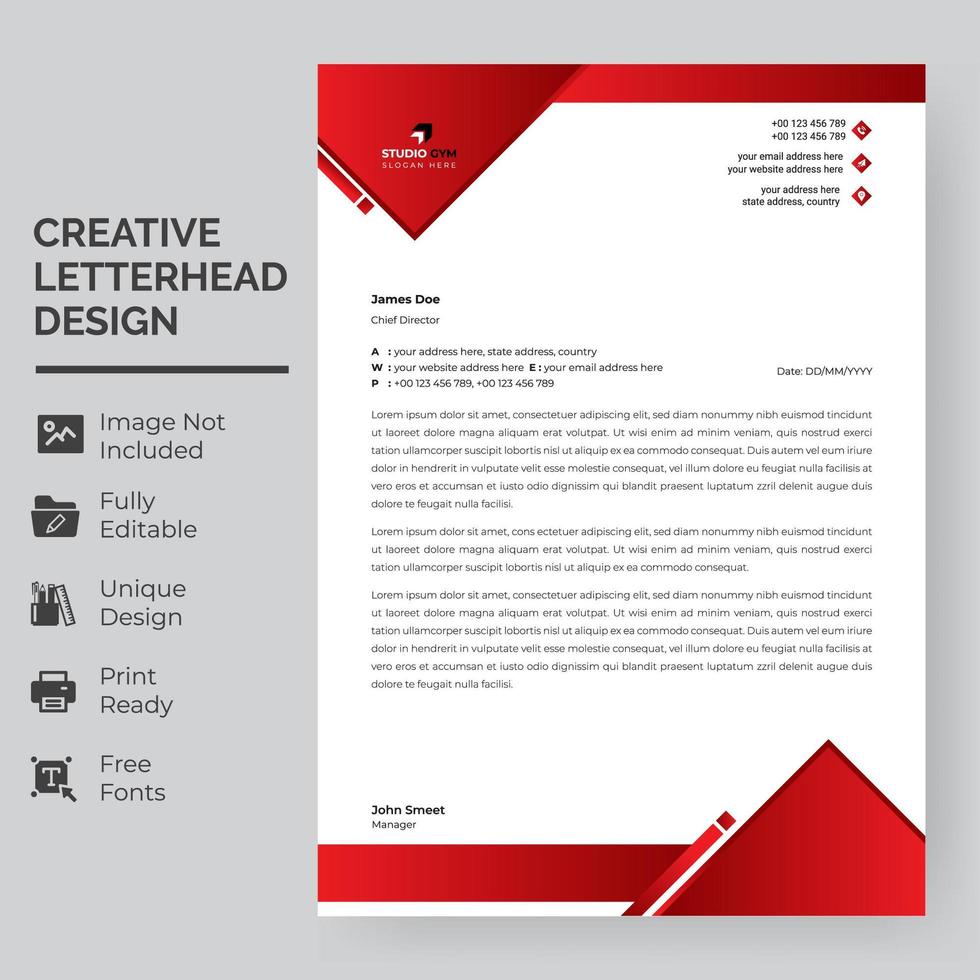 Red Triangle Frame Letterhead Template vector