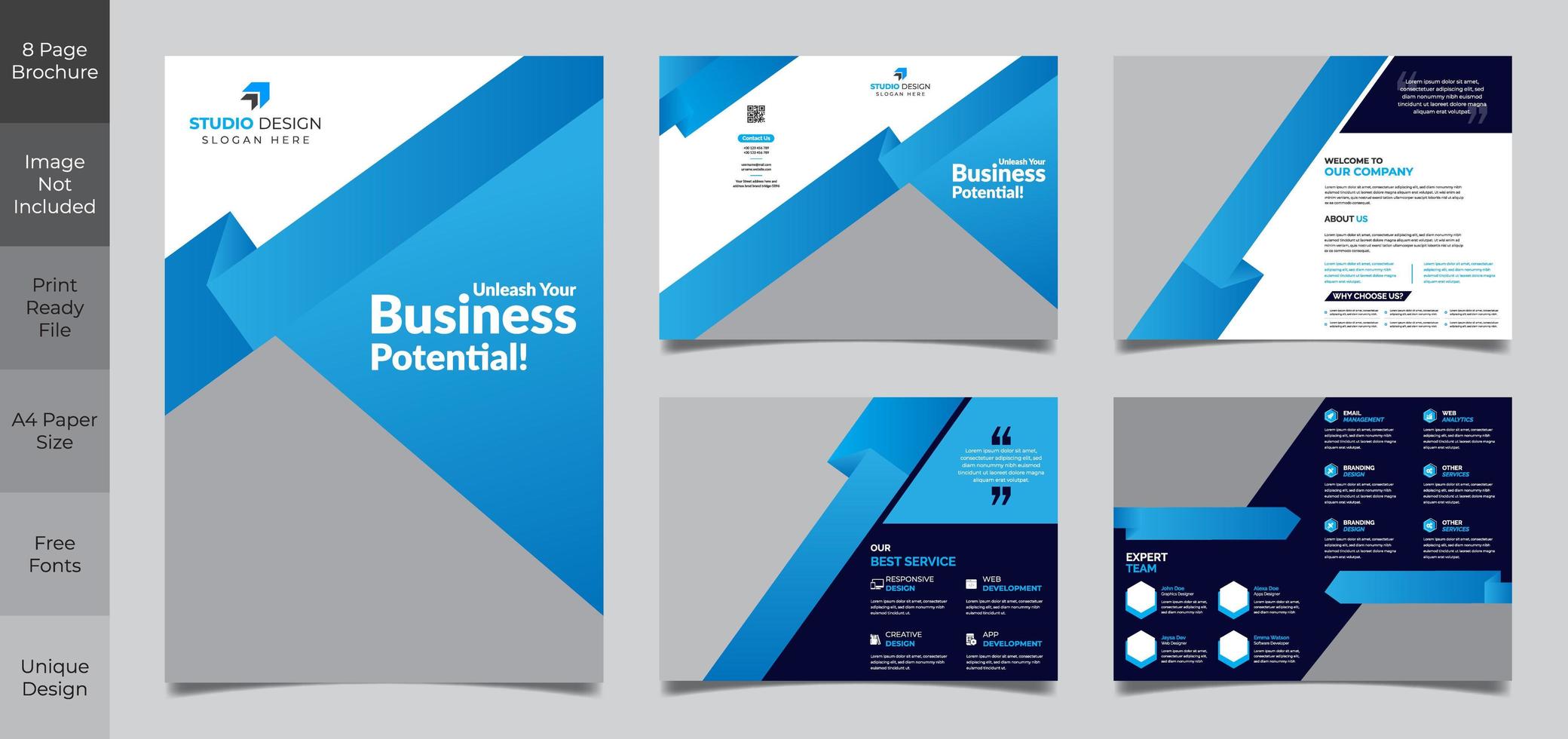 9 Page Corporate Brochure Template 967290 Vector Art At Vecteezy