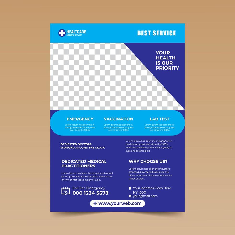 Blue Medical Simple Clean Flyer Design Template vector