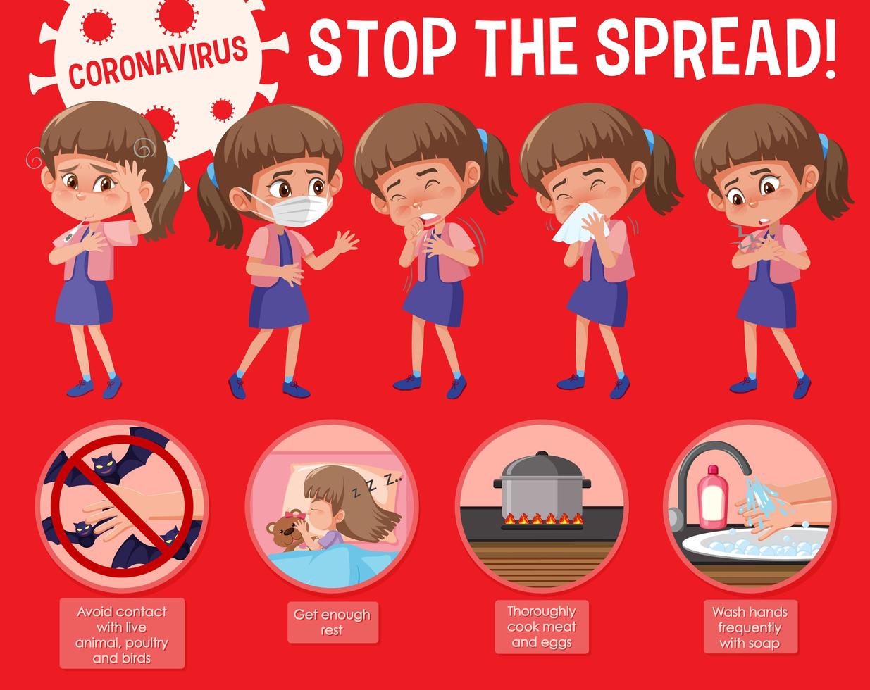 Coronavirus poster with stop the spread type design vector