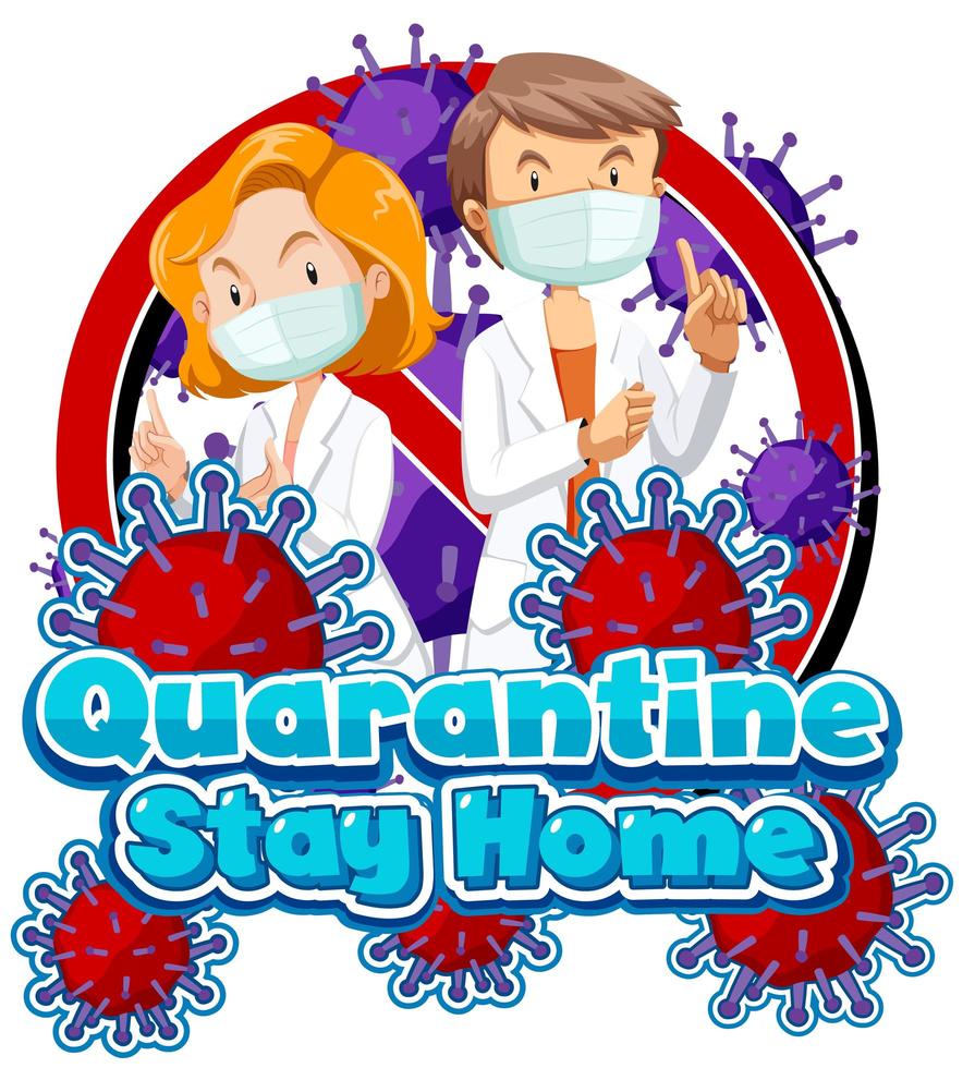 Quarantine and doctors badge design vector