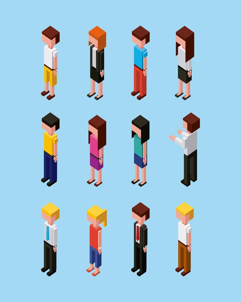 Isometric people character set vector