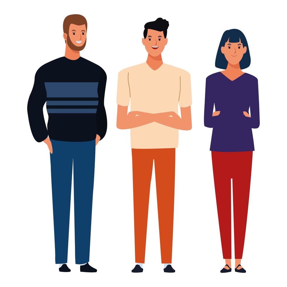 Group of people character set vector