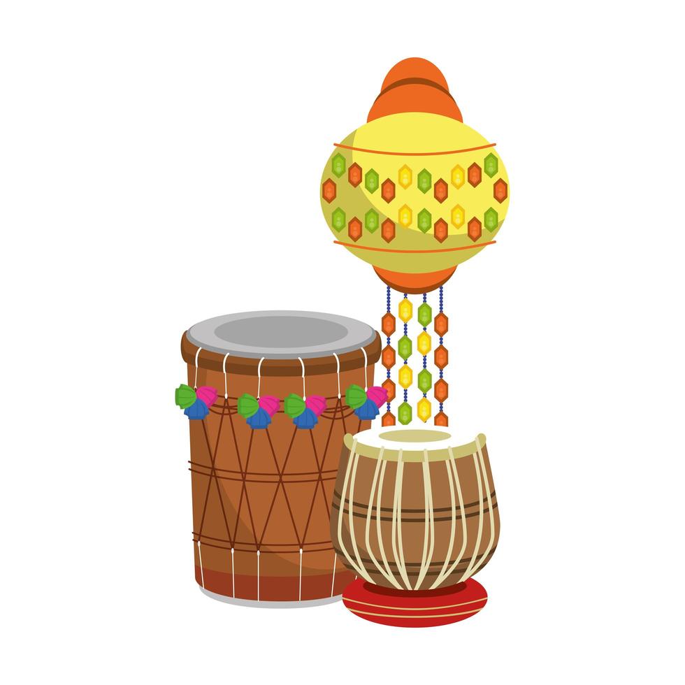 Indian tabla drums and paper light vector