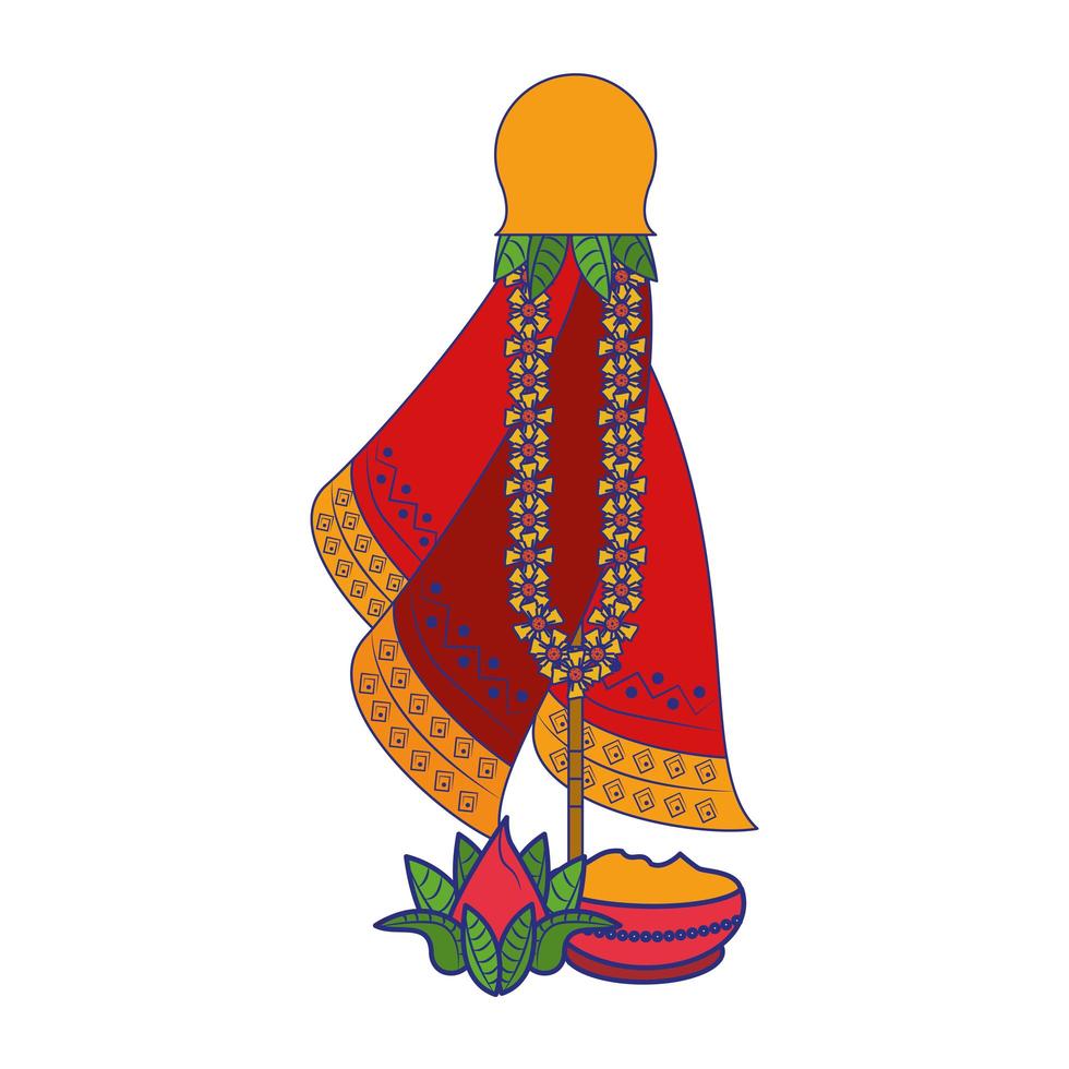 Ugadi festival cartoon set vector