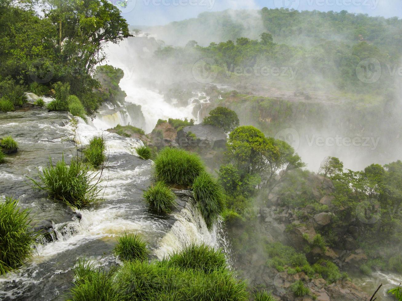 Iguassu waterfall in south america tropical jungle photo