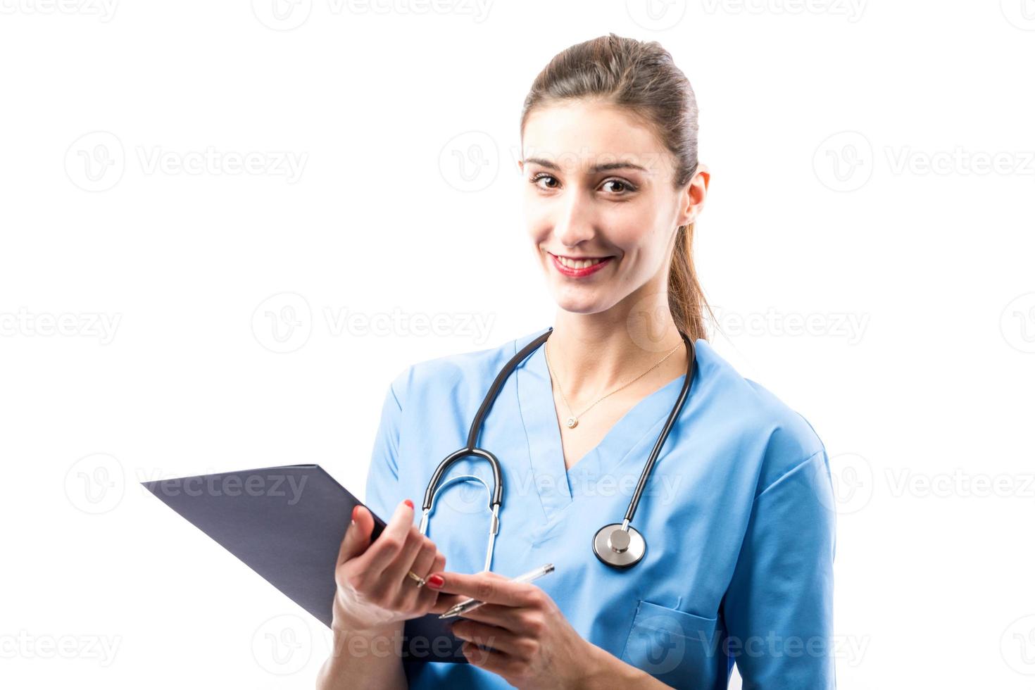 Young Smiling Doctor with a Stethoscope photo