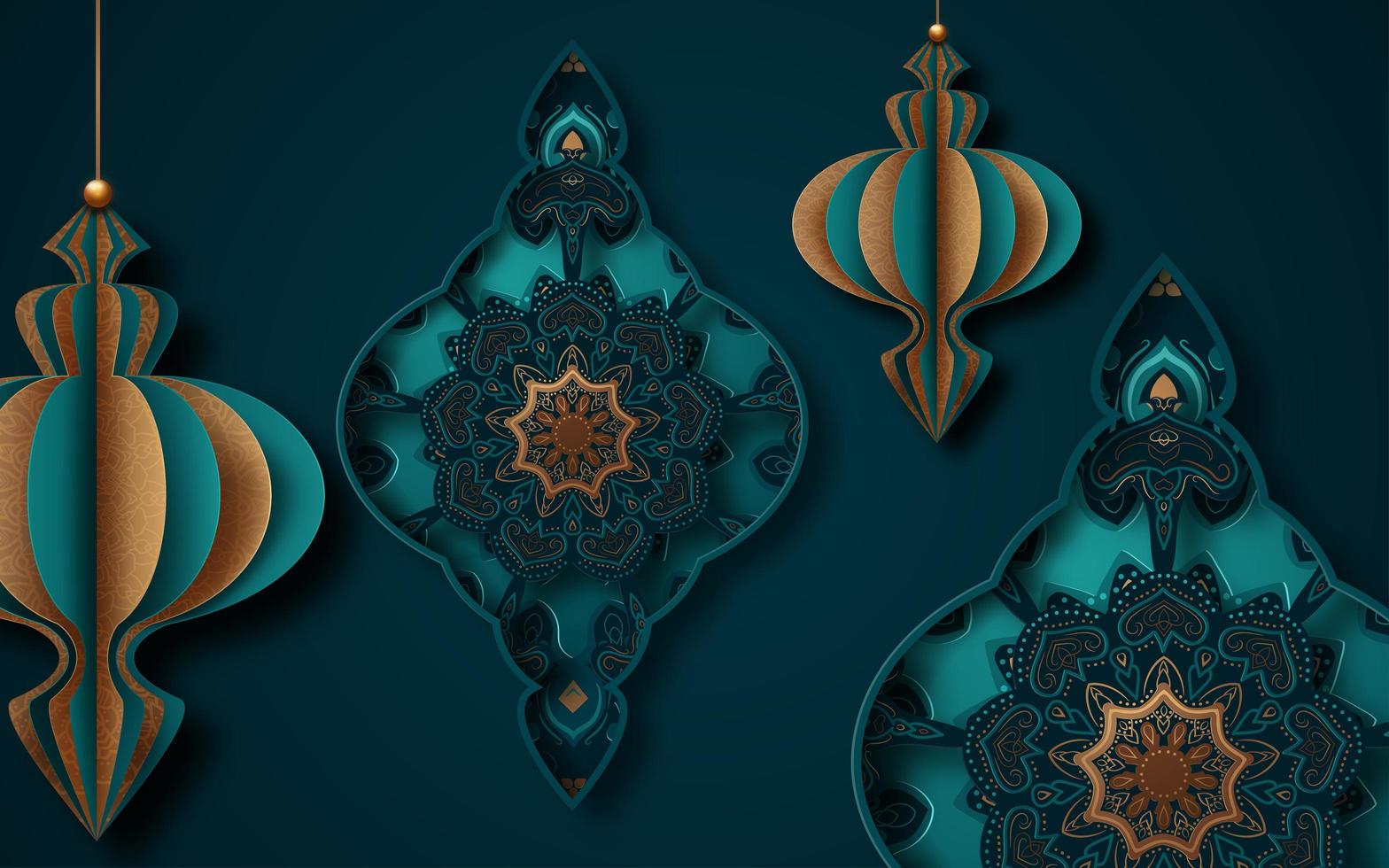 Islamic Paper Cut Greeting Card Design for Ramadan vector