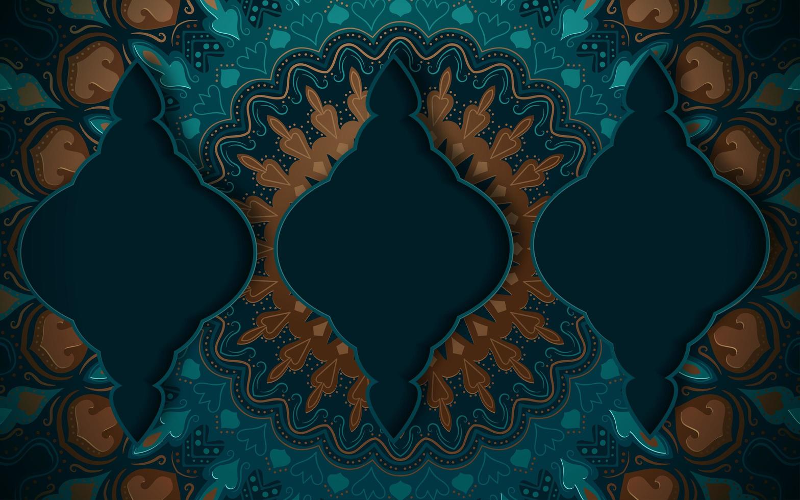 Turquoise and Gold Ornate Background  vector