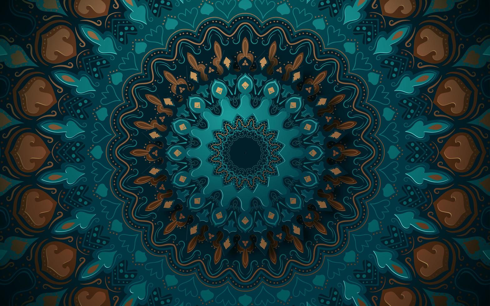 Bold Turquoise and Gold Mandala Design  vector