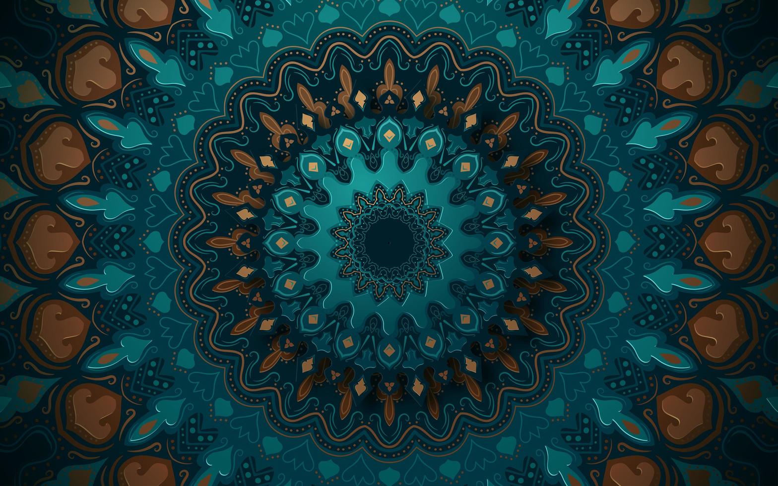 Bold Turquoise and Gold Mandala Design  vector