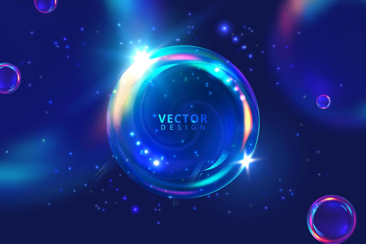 Shiny 3d Bubble on Blue Background vector