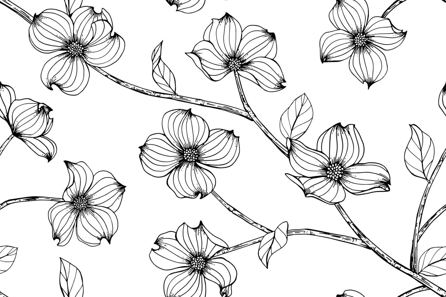 Hand Drawn Dogwood Flowers vector