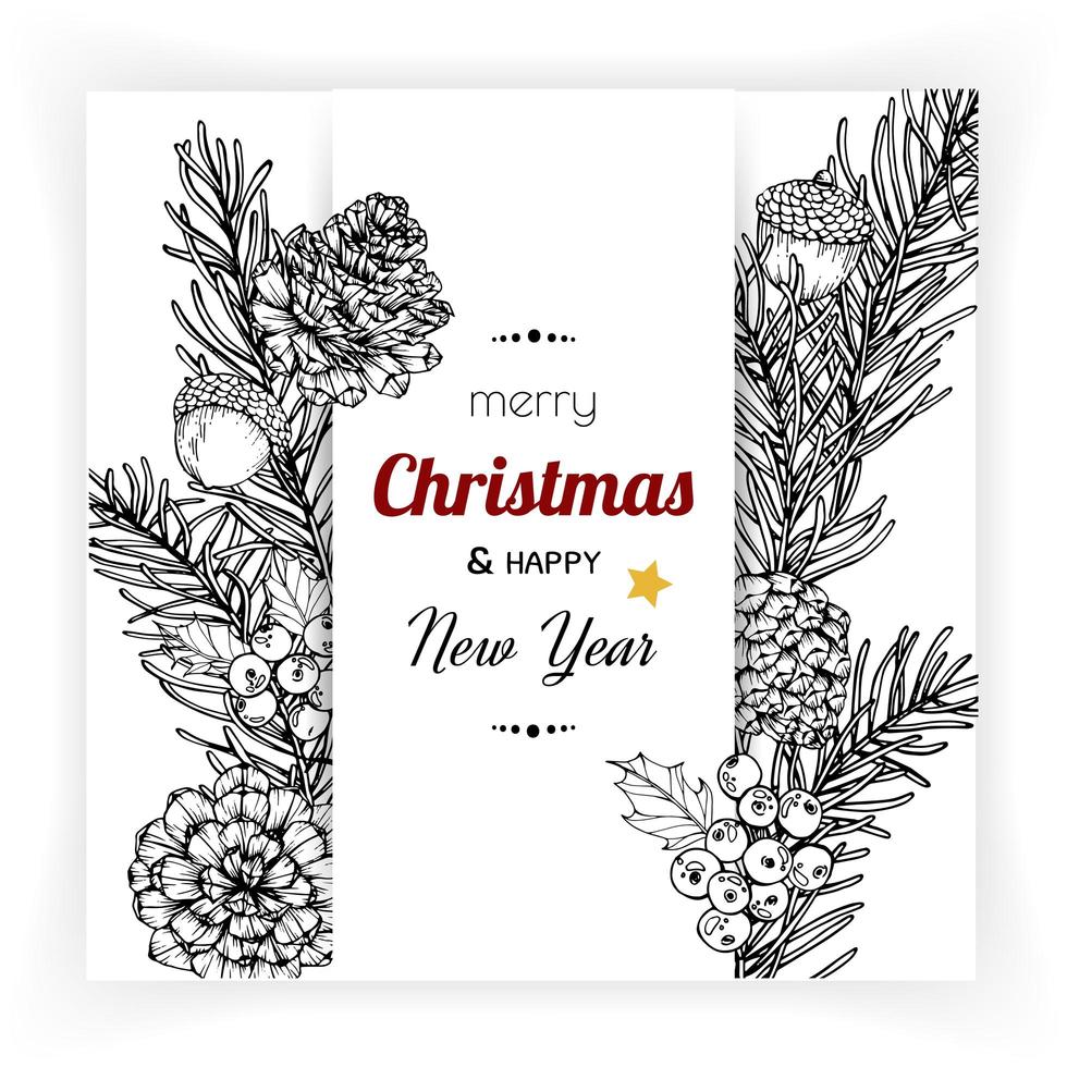 Christmas card design with flowerd vector