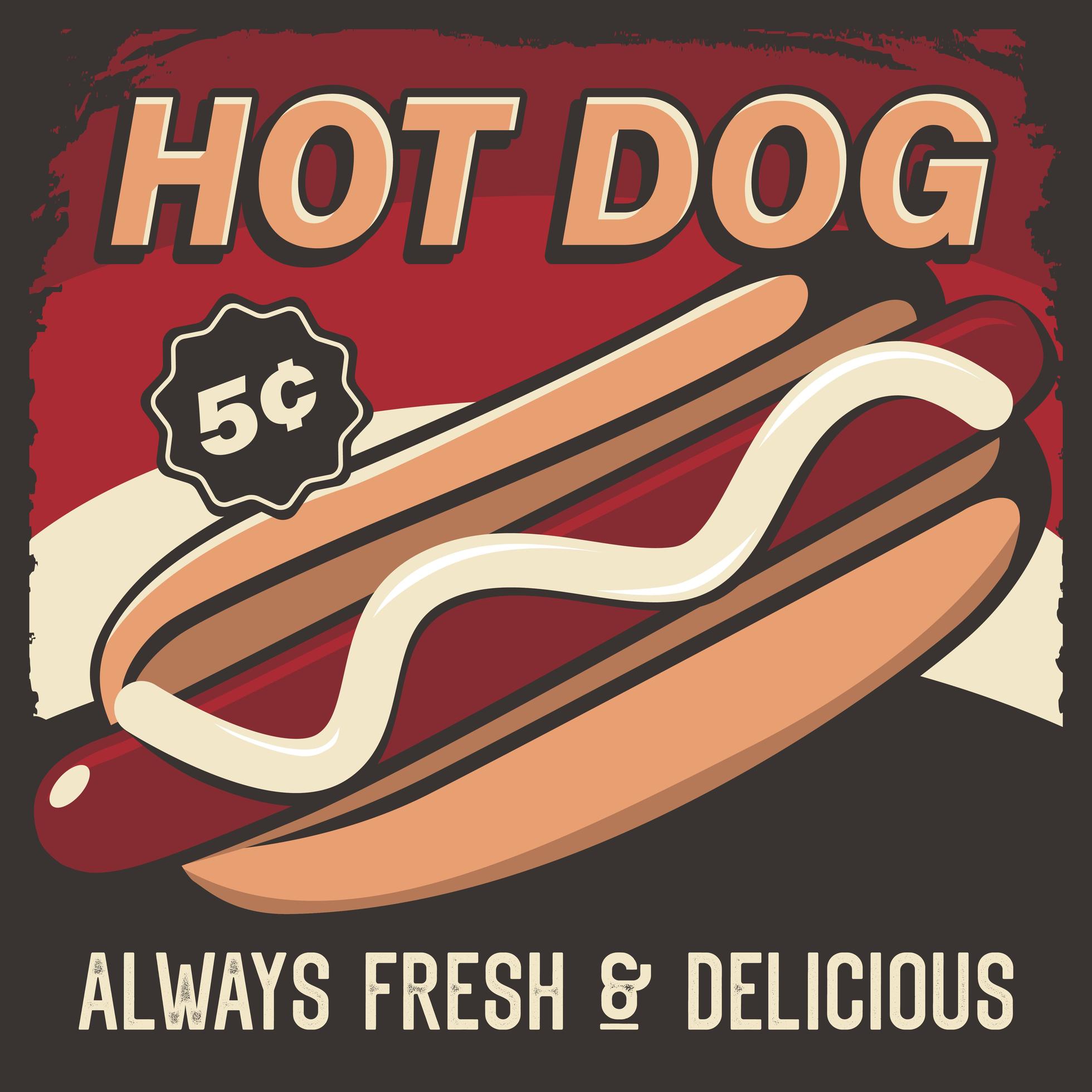 Hot Dog Signage Poster 999581 Vector Art at Vecteezy