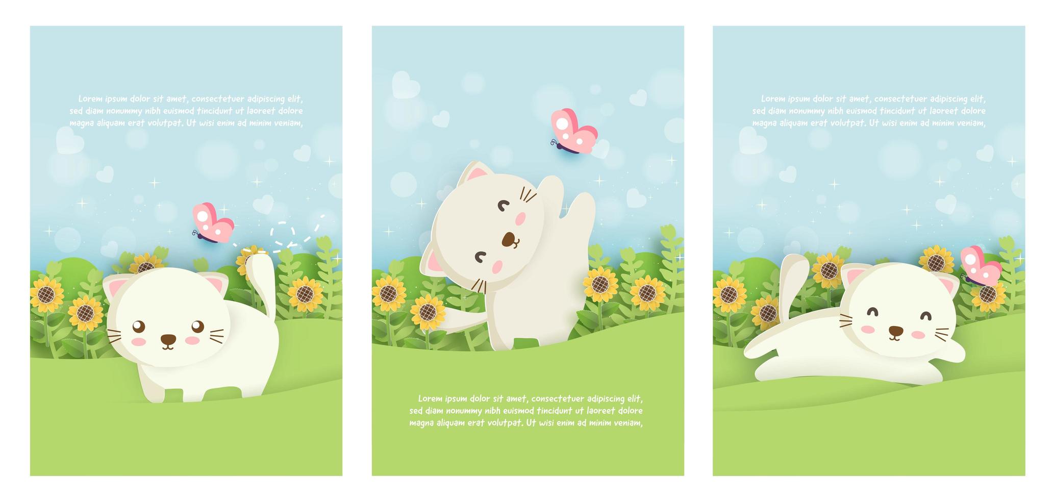 Set of cat cards vector