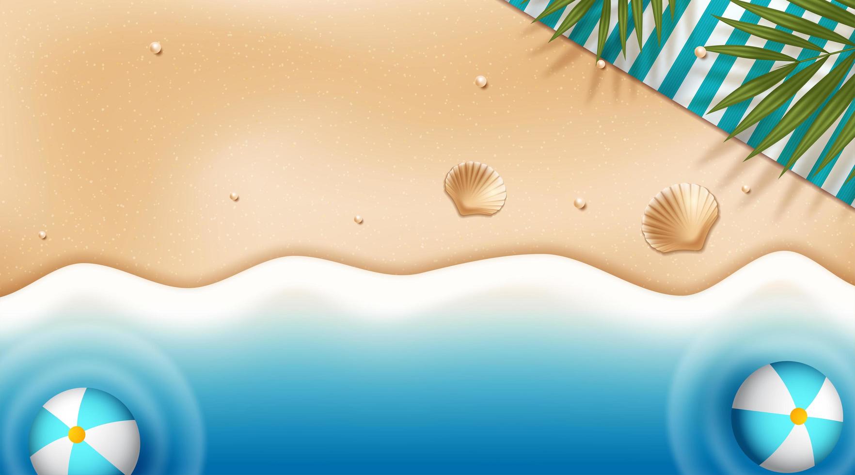 Top View Beach Background with Balls in Water vector