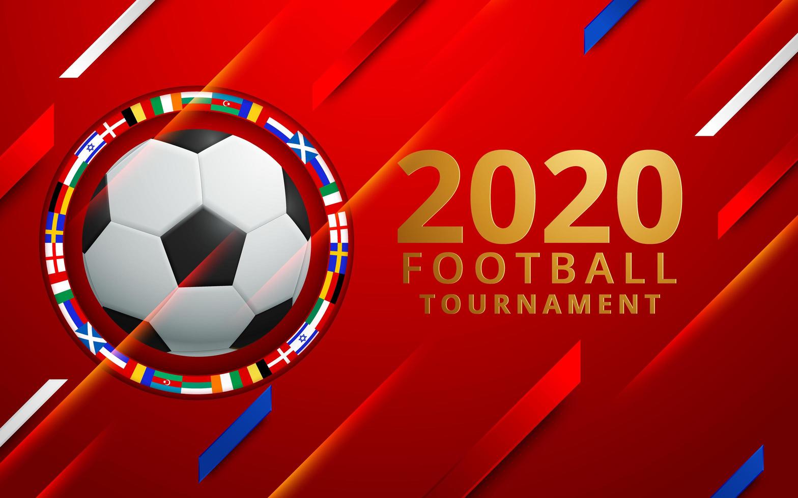 Torneo de fútbol 2020 con círculo de banderas vector