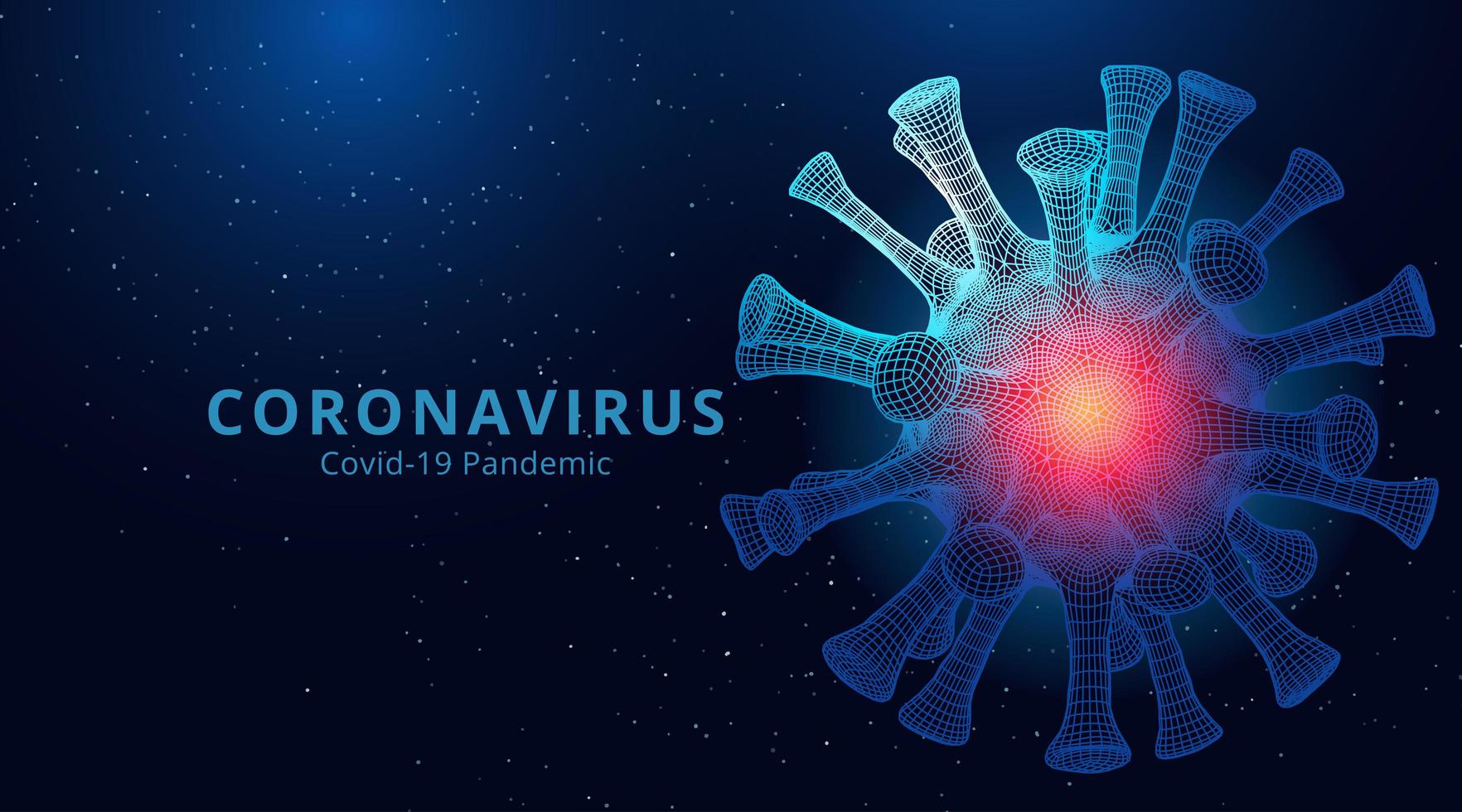 2019-nCov Low Poly Glowing Pink and Blue Microbe vector