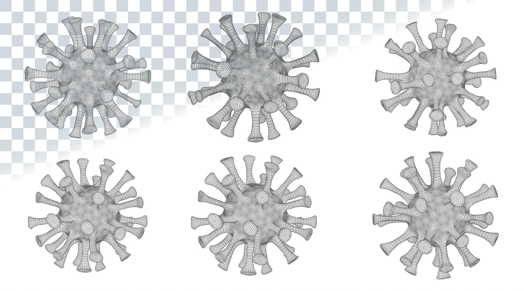 Grey 2019-nCov Low Poly Microscopic Virus vector