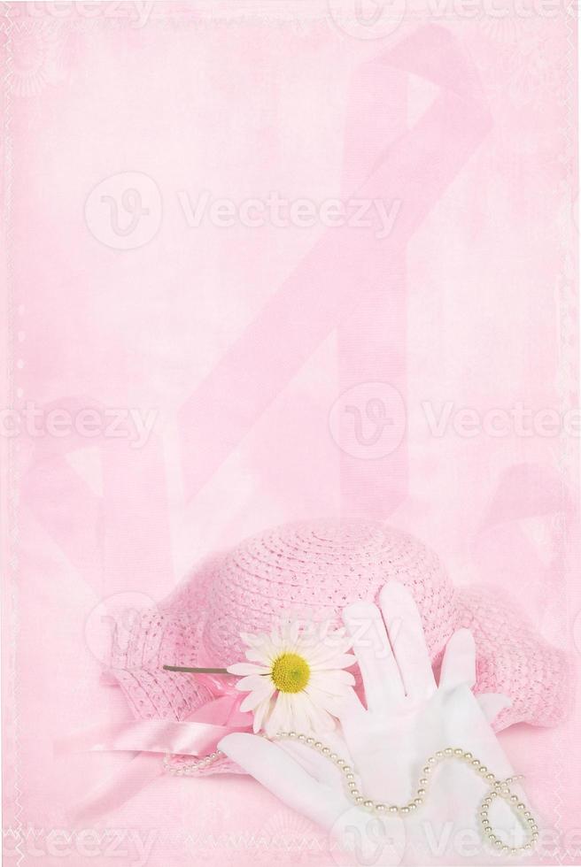 Pink Ribbon with gloves and hat photo