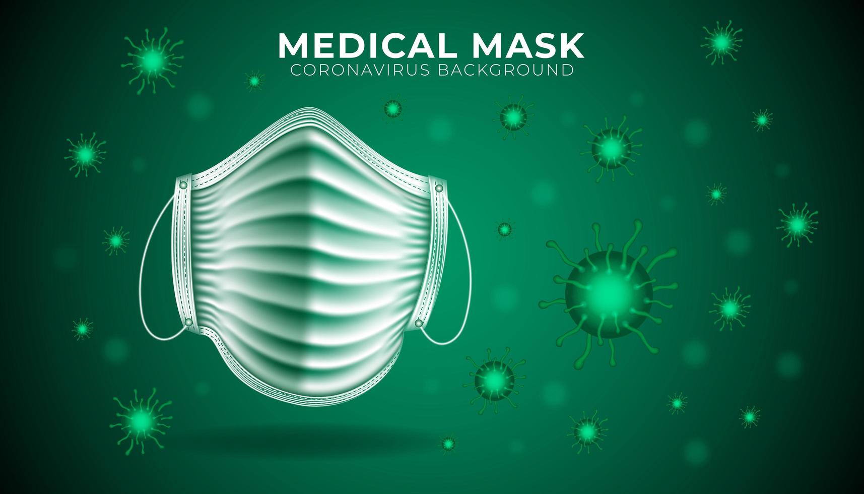 Green Medical Mask Protection Background vector