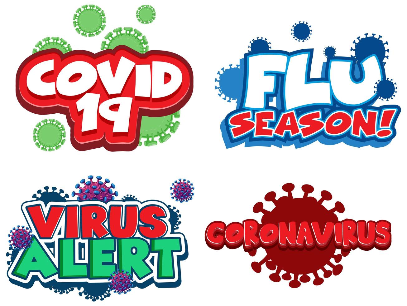 Covid-10 and Virus Word Design Set  vector