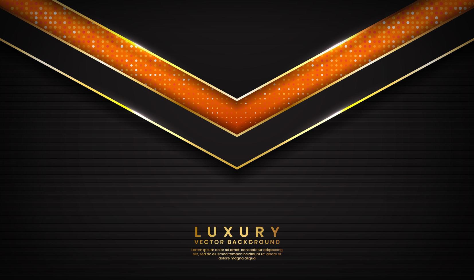 Black and orange luxury abstract background with golden lines vector