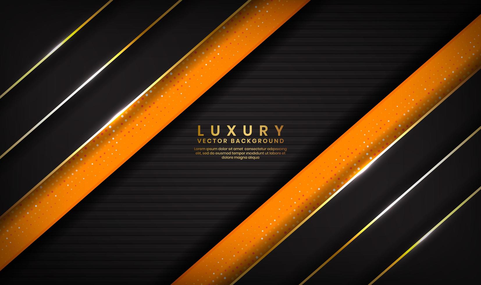 Abstract luxury black and orange background with golden lines vector