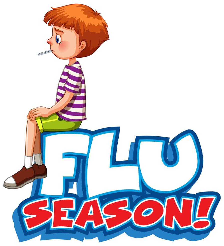 Font Design for ''Flu Season'' with Sick Boy vector