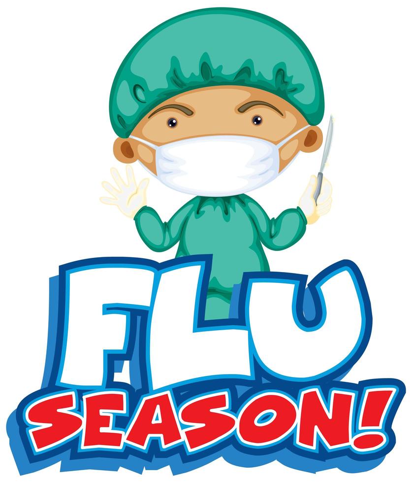 '' temporada de gripe '' con médico y bisturí vector