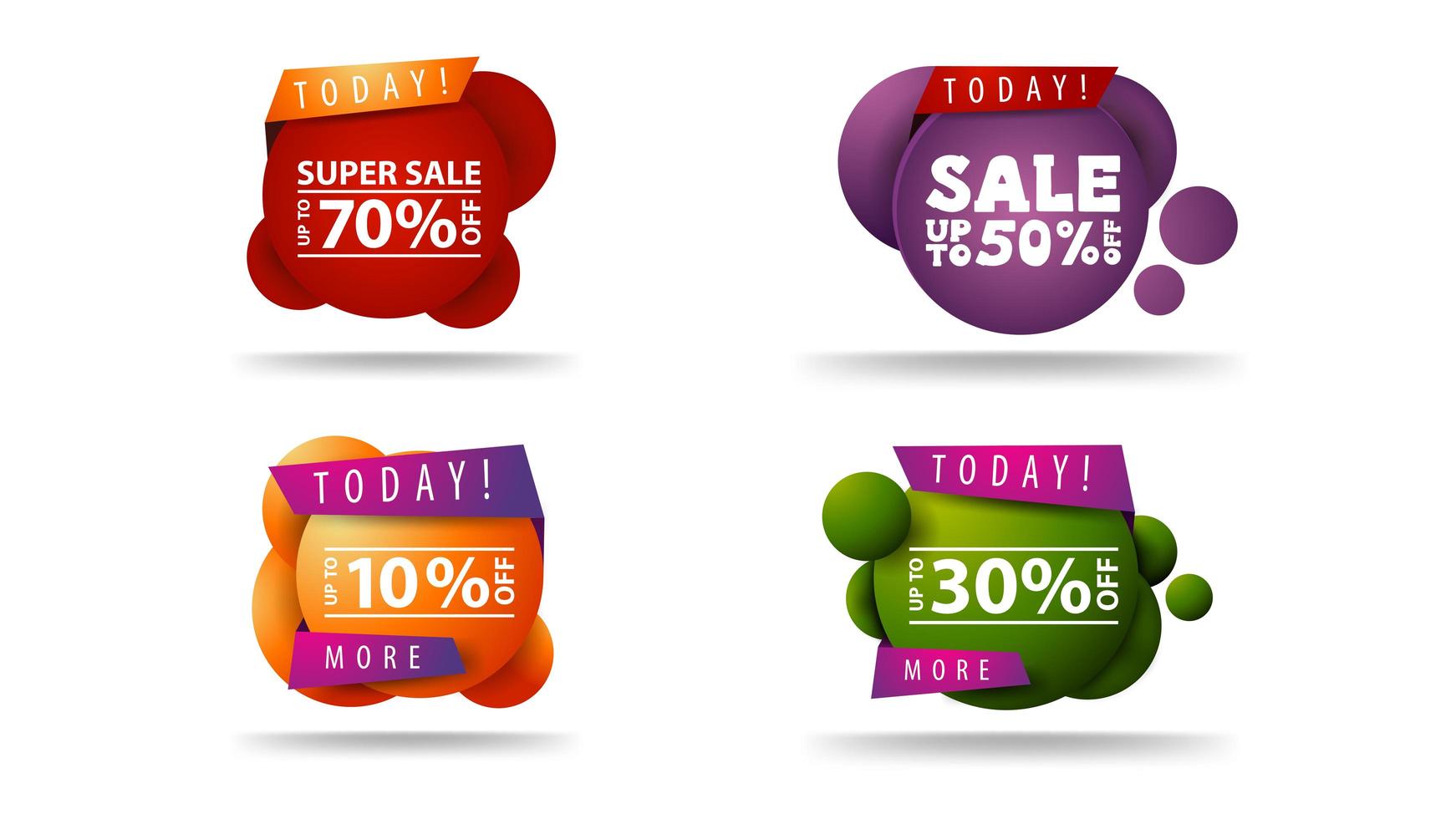 Collection of round bubble discount coupons vector