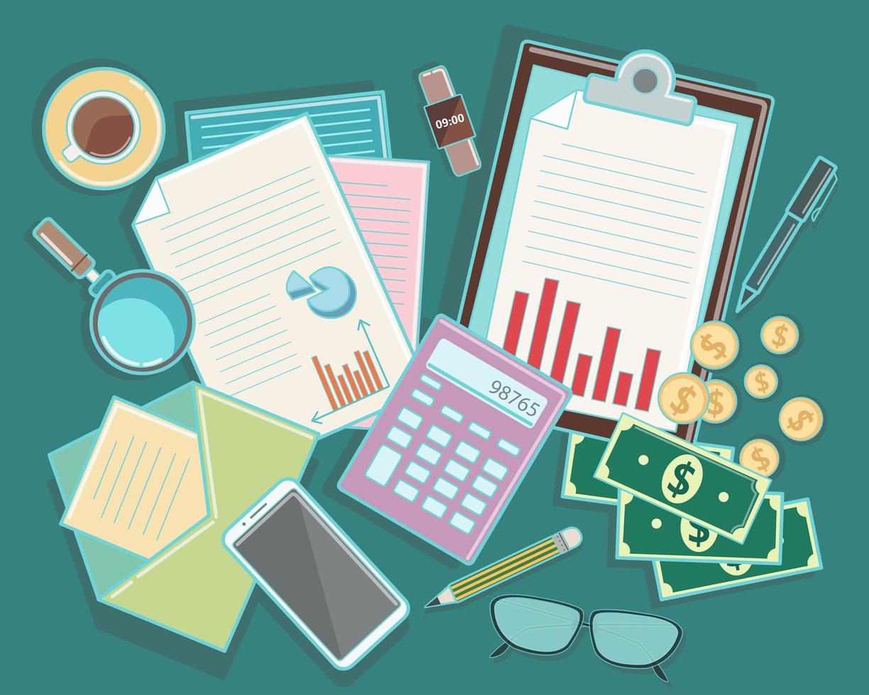 Top Down View of Business and Finance Elements vector