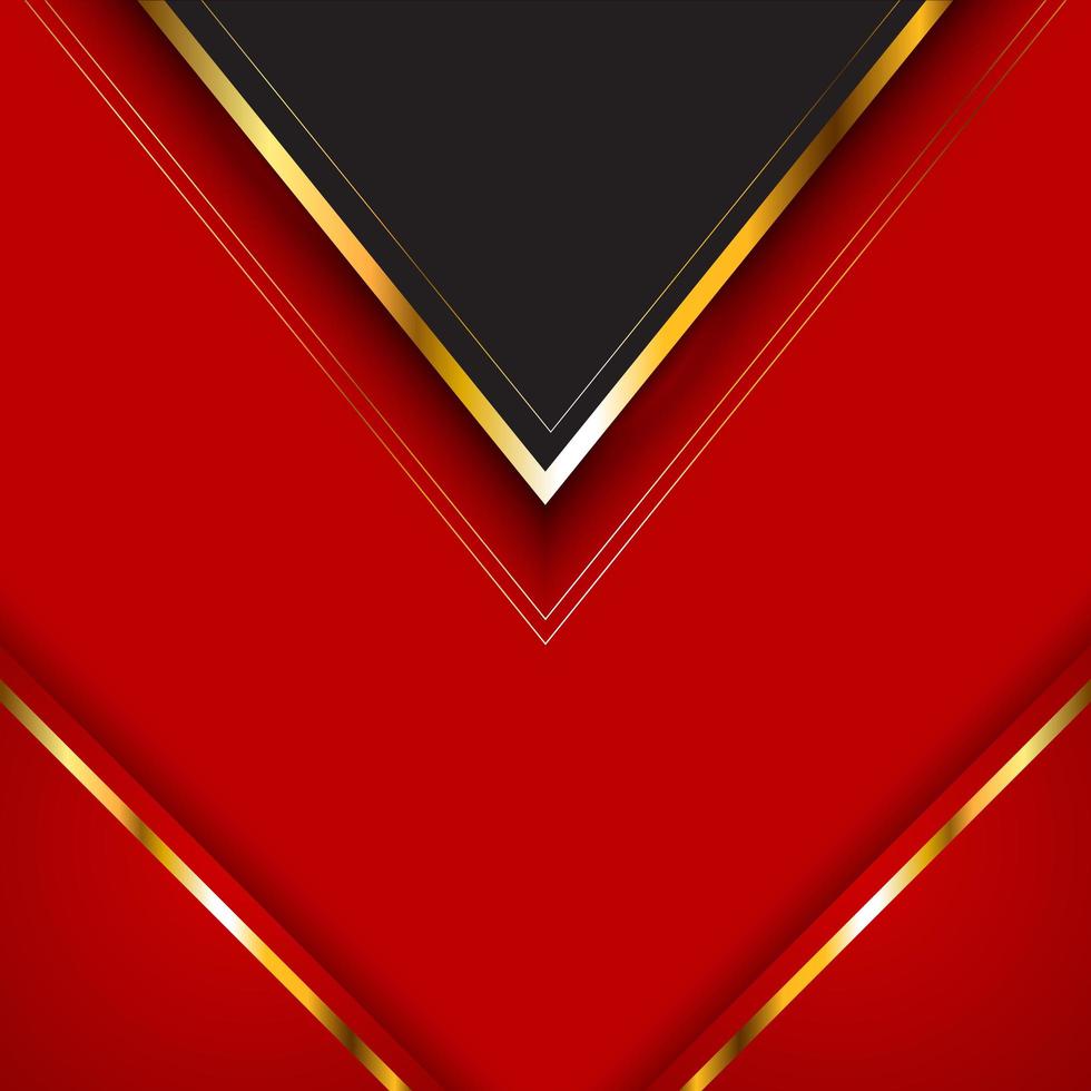 Red and Gray V Shape Card with Golden Outlines vector