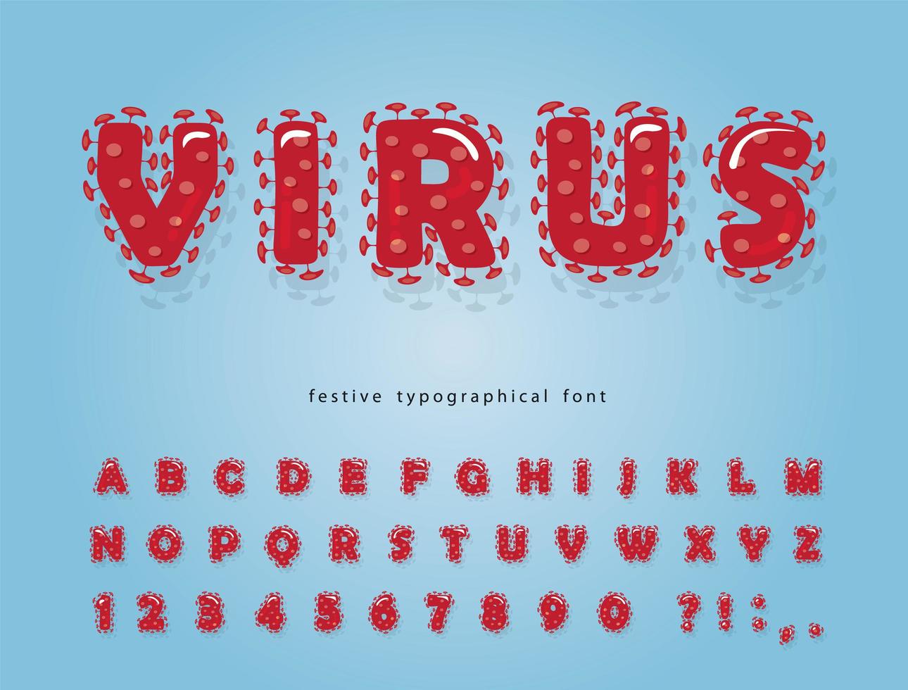 fuente de dibujos animados de virus rojo vector