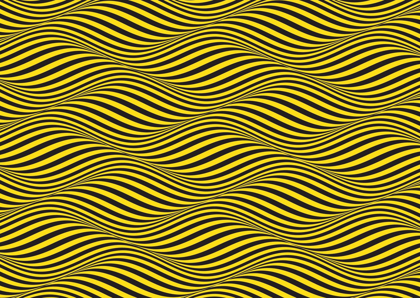 Yellow and black wavy optical illusion background vector
