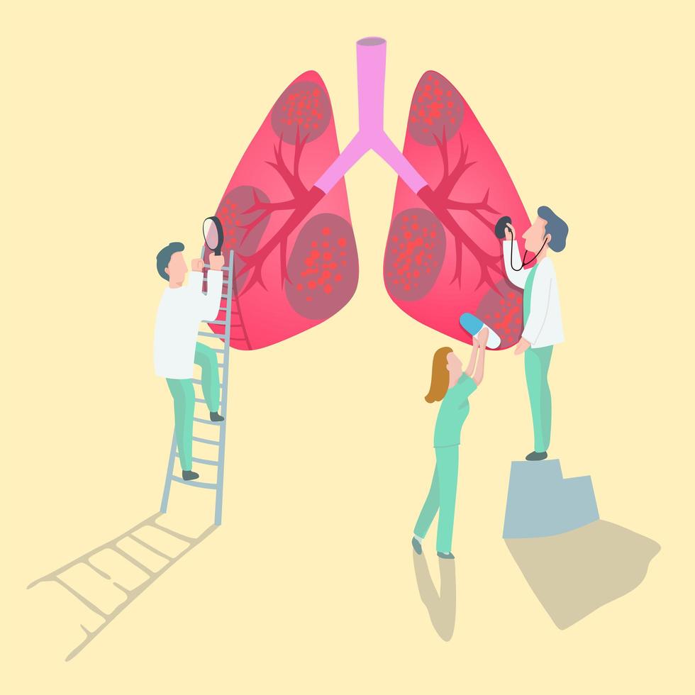 Doctors Diagnosing Lung Problem vector