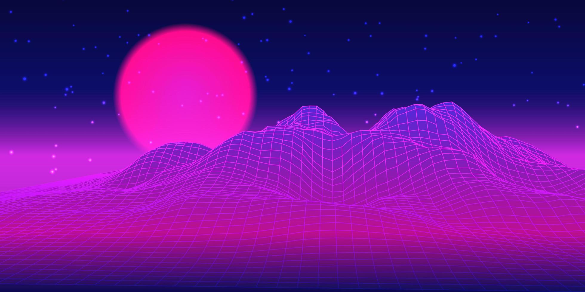 diseño de paisaje futurista techno wireframe vector