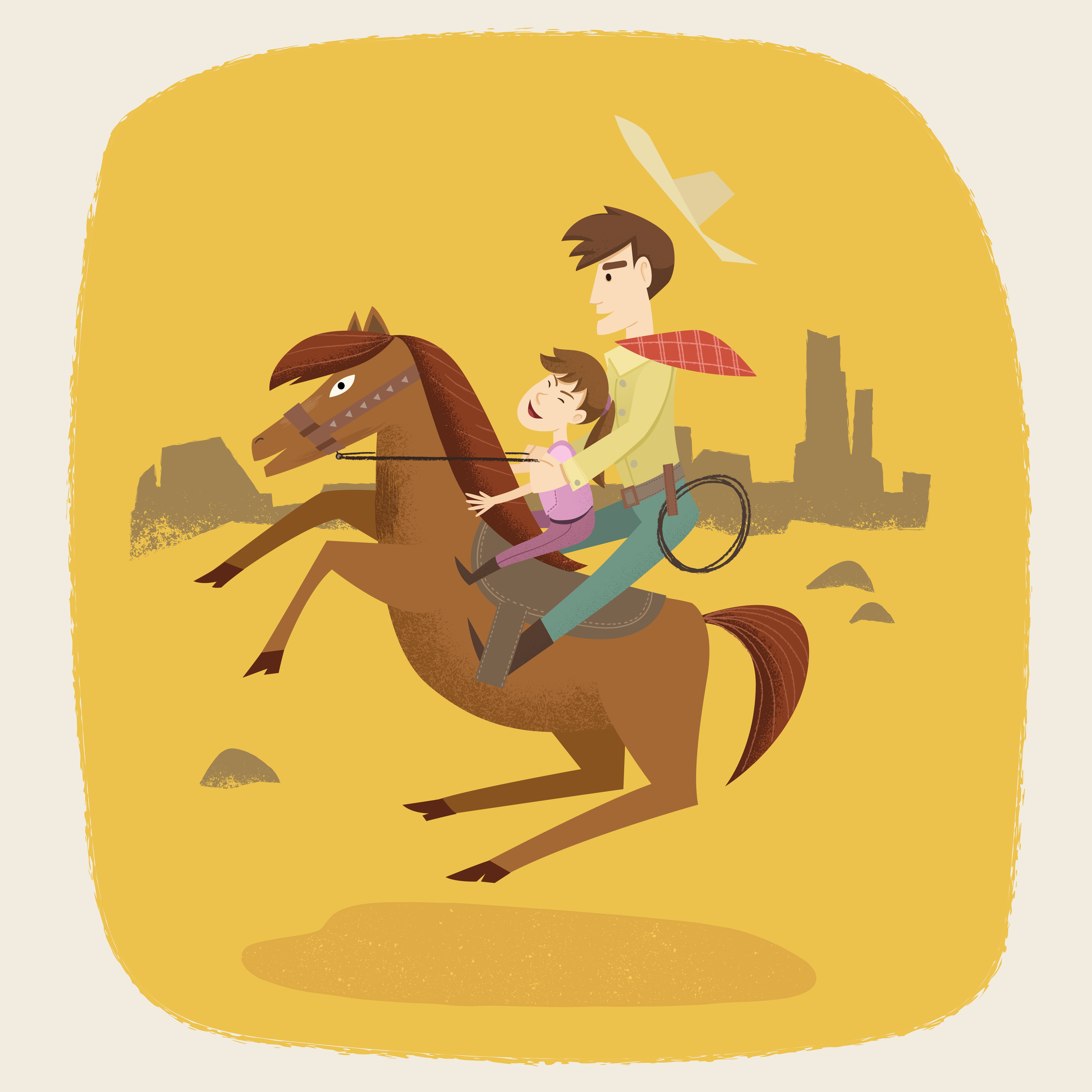 Download Cowboy family on horseback 1009668 Vector Art at Vecteezy