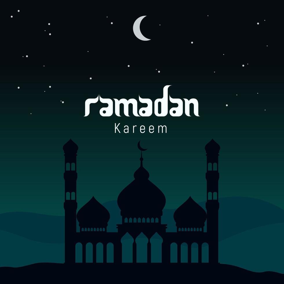 Ramadán Kareem mezquita silueta poster vector