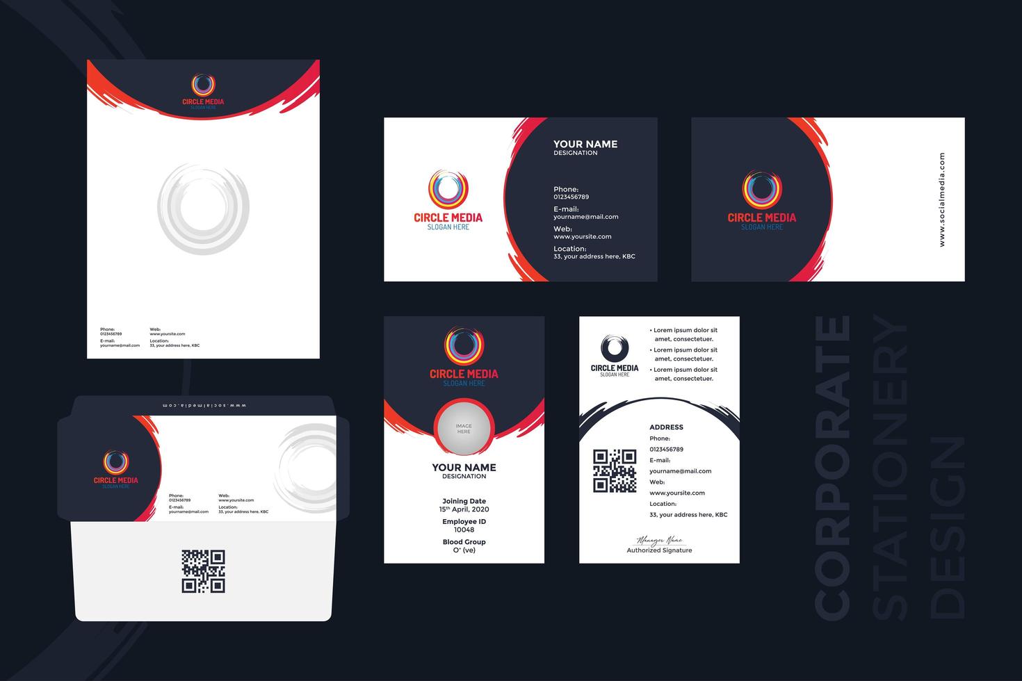 Grunge Stroke Corporate Stationery Design vector