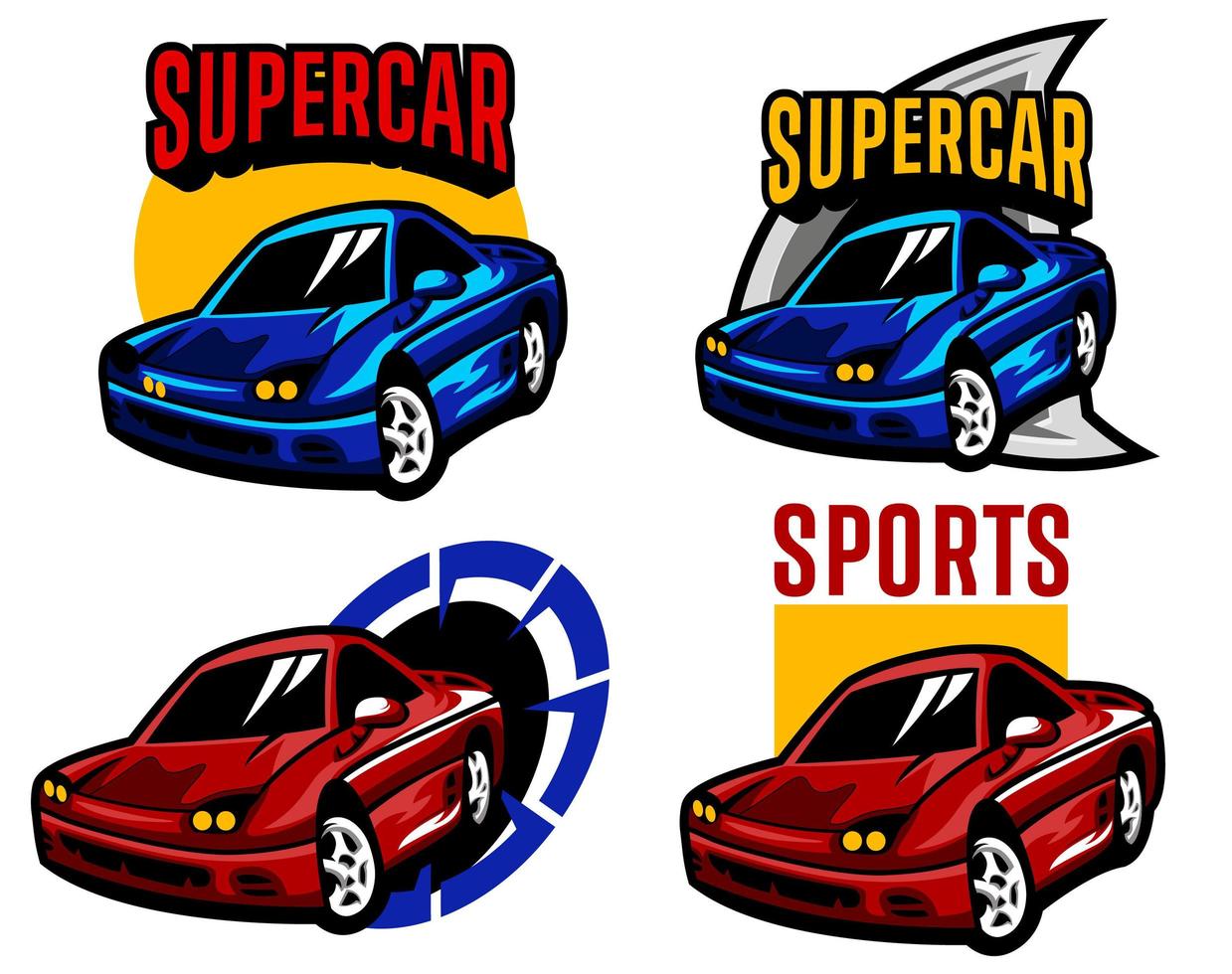 Red and Blue Sports Car Set vector