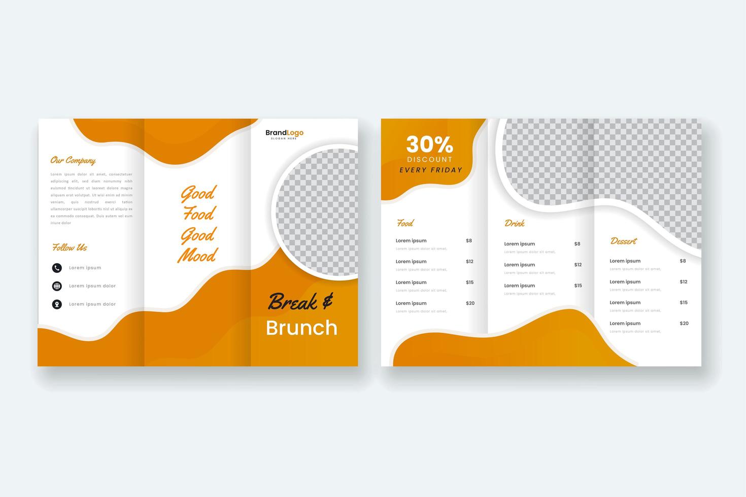 plantilla tríptica de folleto de alimentos vector