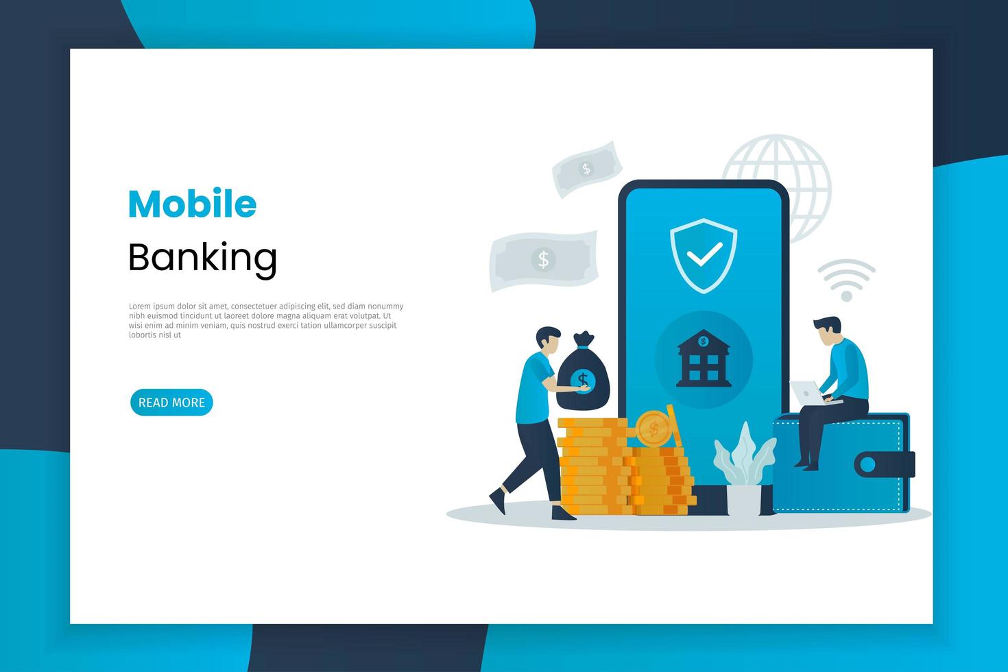Mobile Banking Landing Page vector