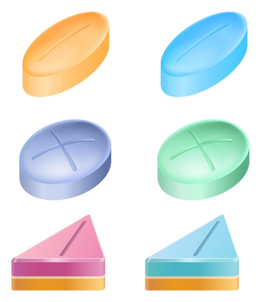 Set of Colorful Medical Tablets vector