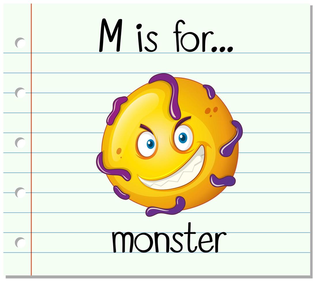 M is for monster flash card vector