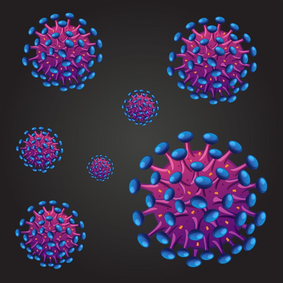 Seamless background with purple and blue virus vector